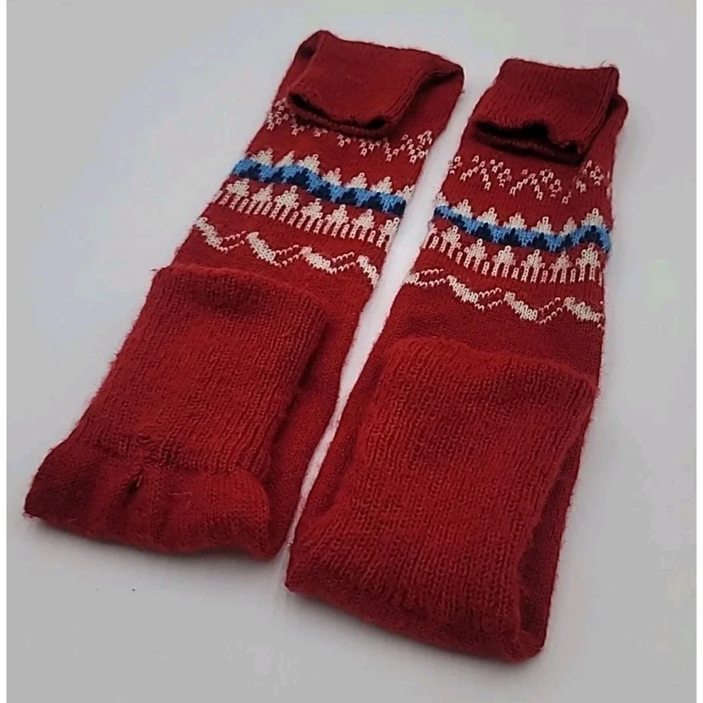 Women's Knit Multicolor Leg Warmers Red‎ White Blue Some Flaws